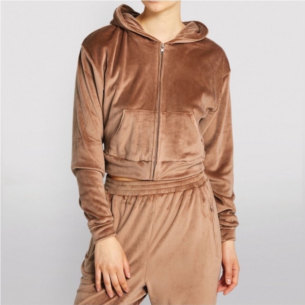 Skims‎ Velour Full Zip Cropped Jacket Brown 4XL